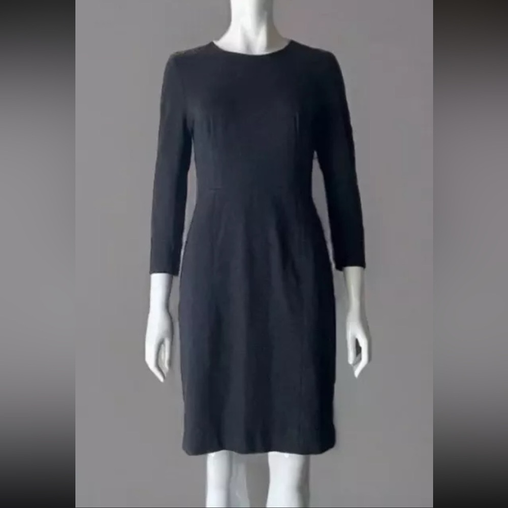 J. Crew Zip Sheath Dress, Knee Length, 3/4 Sleeve, Dark Gray, Size 4, Work Wear